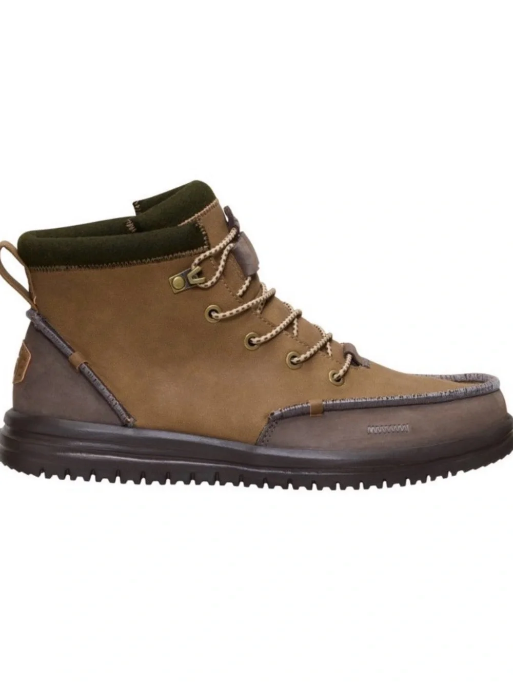 HEYDUDE Men’s Bradley Tumbled Lace-Up Ankle Boots Water Repellent Brown/Green 14